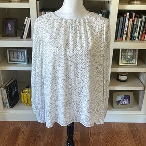 NWT Vince Camuto Ivory Black Balloon Long Sleeve Polka Dot Top Size XXL Business